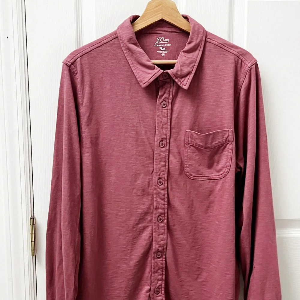 J. Crew Garment Dyed Harbor Shirt in Dark Red